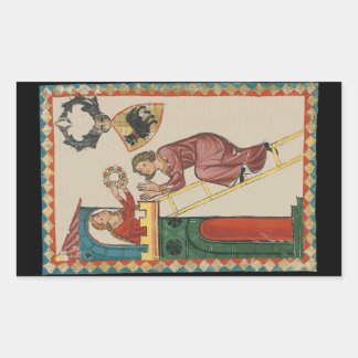 Lady Giving Gift to Suitor, 14th Century Rectangular Sticker