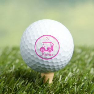 Lady Golf Cart Breast Cancer Awareness Personalise Balls