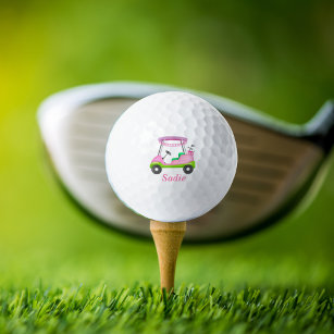 Lady Golf Cart Breast Cancer Personalised  Golf Balls