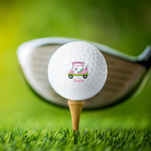 Lady Golf Cart Breast Cancer Personalised Golf Balls