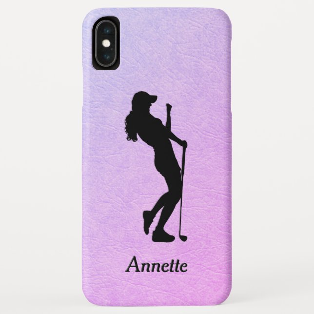 Lady Golf Sports Design Leather Look Personal Case-Mate iPhone Case (Back)