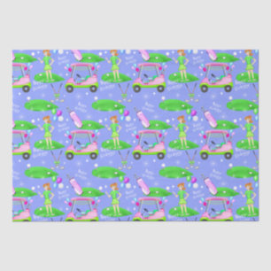 Lady Golf Themed Happy Birthday Tissue Paper