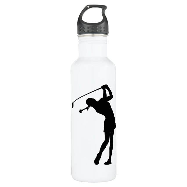 Lady Golfer Black Silhouette 710 Ml Water Bottle (Front)