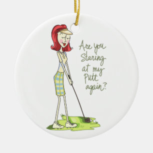 Lady Golfer Ceramic Tree Decoration