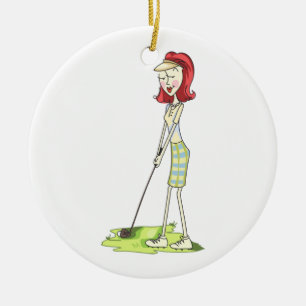 Lady Golfer Ceramic Tree Decoration