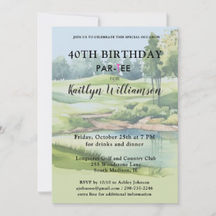 Lady Golfer Custom 40th Birthday Party Invitation