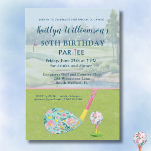 * Lady Golfer Custom 50th Birthday Party Invitation