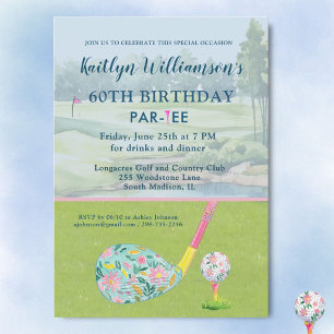 Lady Golfer Custom 60th Birthday Party Invitation