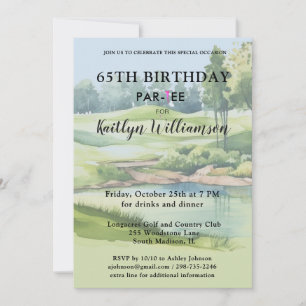 Lady Golfer Custom 65th Birthday Party Invitation