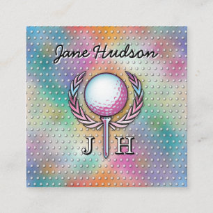 Lady Golfer Custom Monogram Design Square Business Card