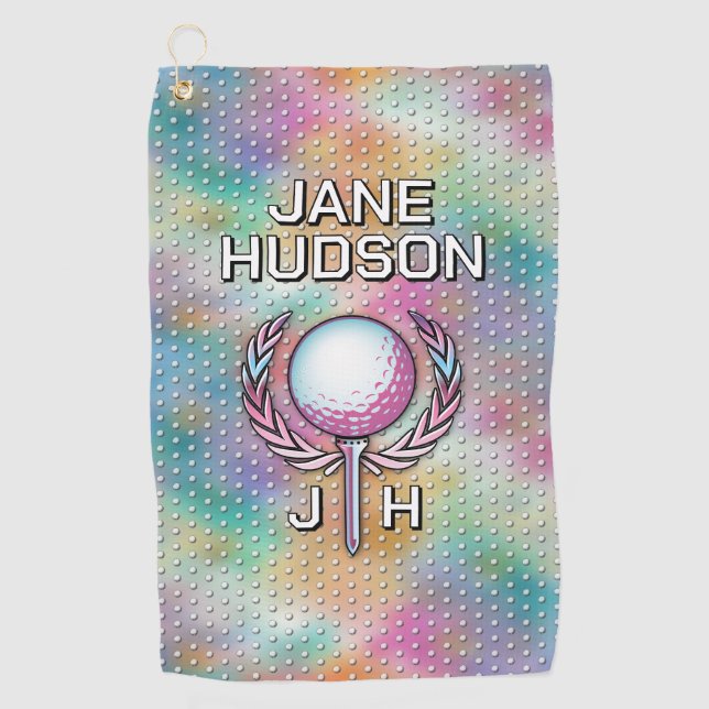 Lady Golfer Custom Monogram Towel Design (Front)