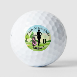 Lady Golfer Golf Course Custom Name 3-D Monogram Golf Balls
