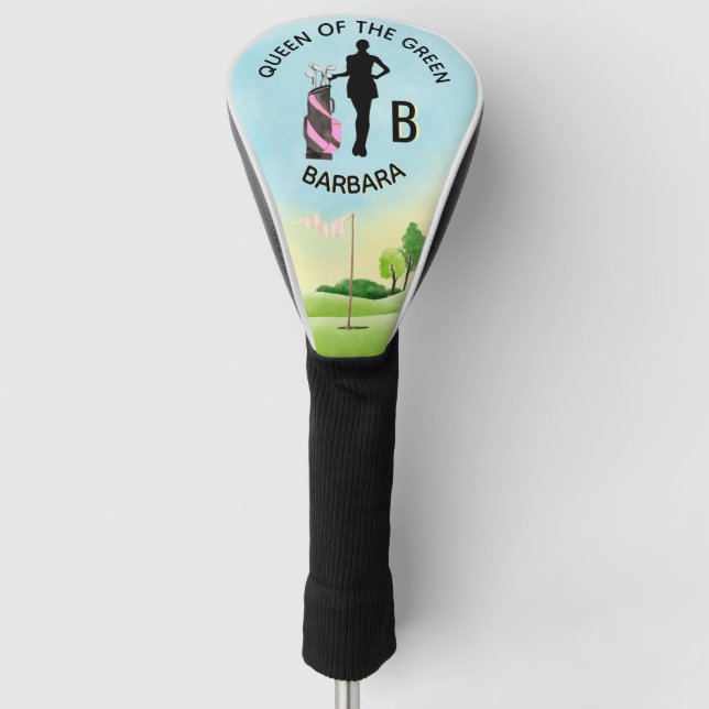 Lady Golfer Golf Course Custom Name 3-D Monogram   Golf Head Cover (Front)