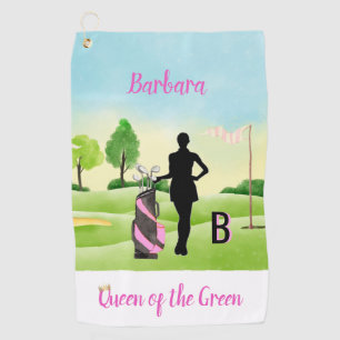 Lady Golfer Golf Course Custom Name 3-D Monogram   Golf Towel