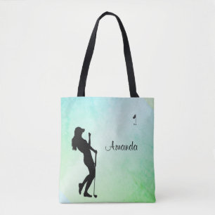 Lady Golfer Green Personal Tote Bag
