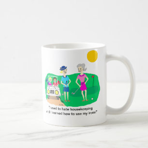 Lady Golfer Housekeeping Cartoon Mug
