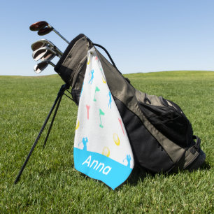 Lady Golfer Icon Pattern Personalised  Golf Towel