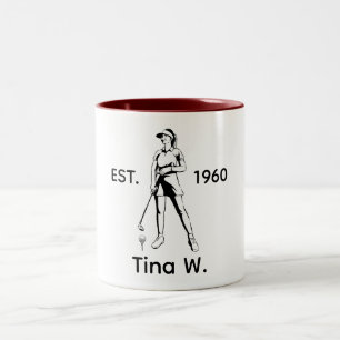 Lady Golfer Personalised name and year Two-Tone Coffee Mug