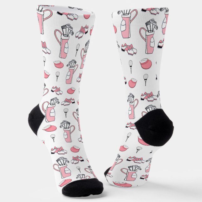 Lady Golfer Pink and White Socks (Angled)