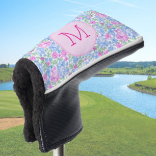 Lady Golfer Pink Blue Floral Preppy Custom Ladies Golf Head Cover