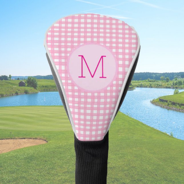 Lady Golfer Pink Gingham Preppy Custom Ladies Golf Head Cover (Creator Uploaded)