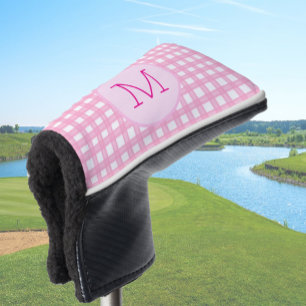 Lady Golfer Pink Gingham Preppy Custom Ladies Golf Head Cover