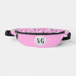 Lady Golfer Pink with White Golf Ball  Bum Bags