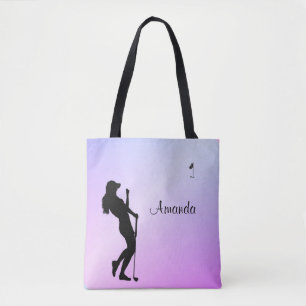 Lady Golfer Purple Personal Tote Bag