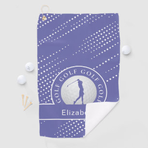 Lady Golfer Silhouette Sports Pro Periwinkle Blue Golf Towel