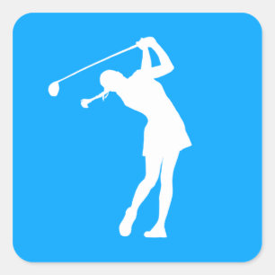 Lady Golfer Silhouette Sticker Blue