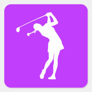 Lady Golfer Silhouette Sticker Purple