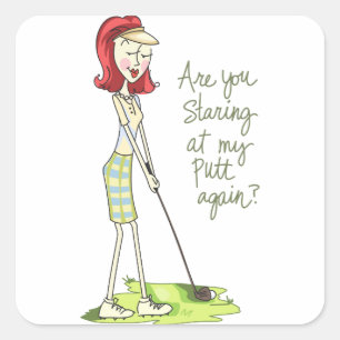 Lady Golfer Square Sticker