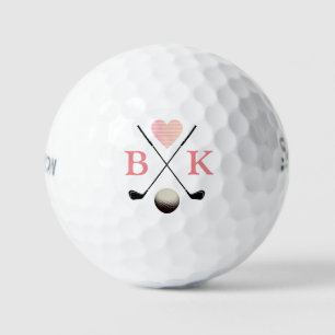 Lady Golfer Stylishly Pink Monogrammed Feminine Golf Balls