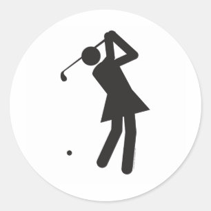 Lady-golfer-T Classic Round Sticker