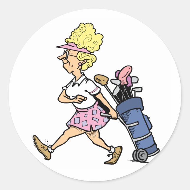 Lady Golfer Tshirts and Gifts Classic Round Sticker (Front)