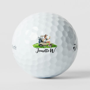 Lady Golfer Watercolor Design Golf Event Balls