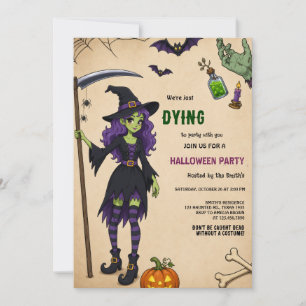 Lady Grim Reaper Halloween Party Invitation