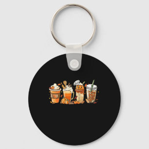Lady Happy Fall Coffee Pumpkin Latte Thanksgiving Key Ring