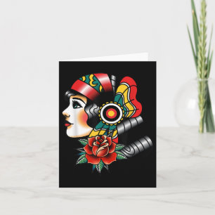 Lady Head American Traditional Tattoo Old School  Card