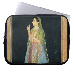 Lady holding a blossom, from the Small Clive Album Laptop Sleeve
