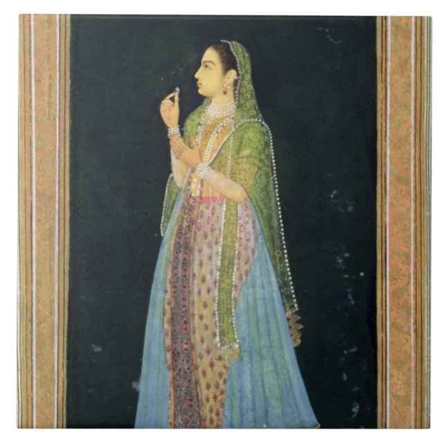 Lady holding a blossom, from the Small Clive Album Tile (Front)