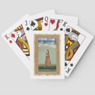 Lady holding a bowl of roses, from the Small Clive Playing Cards