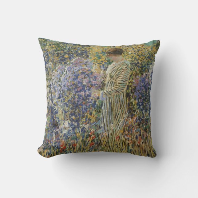 Lady in a Garden by Frederick Frieseke, Fine Art Cushion (Front)