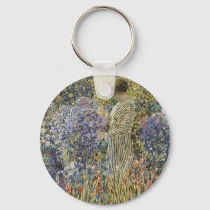 Lady in a Garden by Frederick Frieseke, Fine Art Key Ring