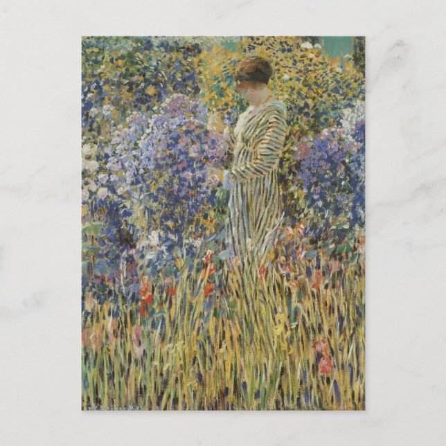 Lady in a Garden by Frederick Frieseke, Fine Art Postcard (Front)