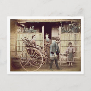 Lady in a rickshaw, c.1890s (coloured photo) postcard