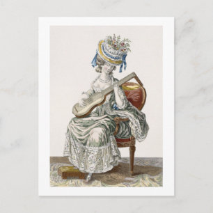 Lady in a Shot Taffeta Dress Trimmed with Lace Pla Postcard