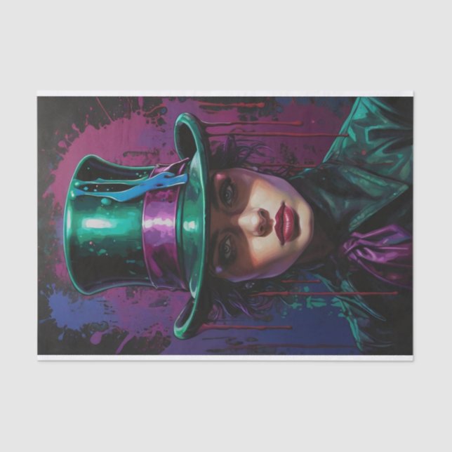 Lady in a Top Hat Surrealism and Pop Art Decoupage Tissue Paper (Front)