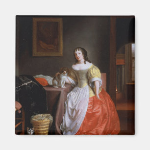 Lady in a yellow and red dress magnet