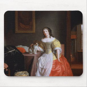 Lady in a yellow and red dress mouse mat